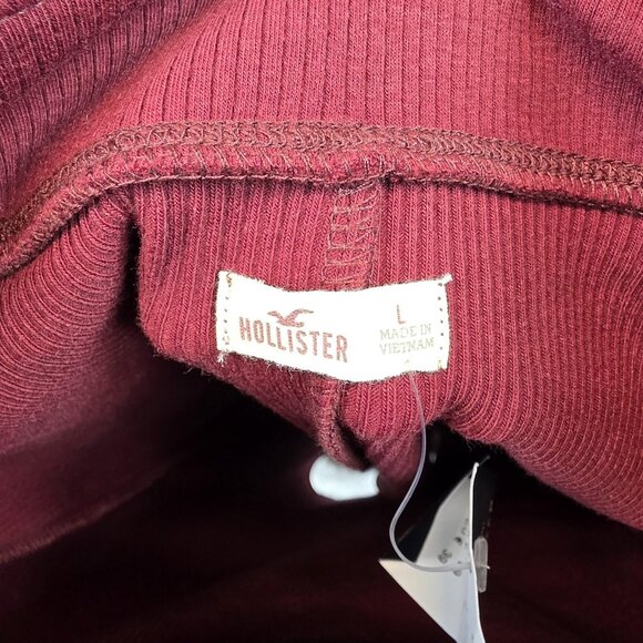 Hollister Dress Womens Large Red Off The Shoulder Ribbed Knit Stretch Bodycon - Picture 9 of 9